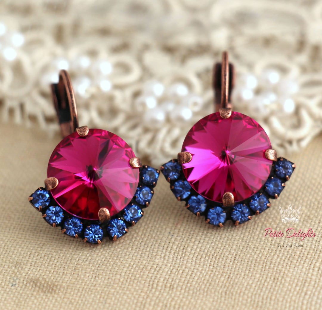 Buy Baby Pink Stone Studded Oxidised Silver Dangler Earrings Online – The  Jewelbox