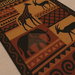 Hand-tufted Safari Rug: African Wildlife Design, Tribal Boho Décor - Etsy