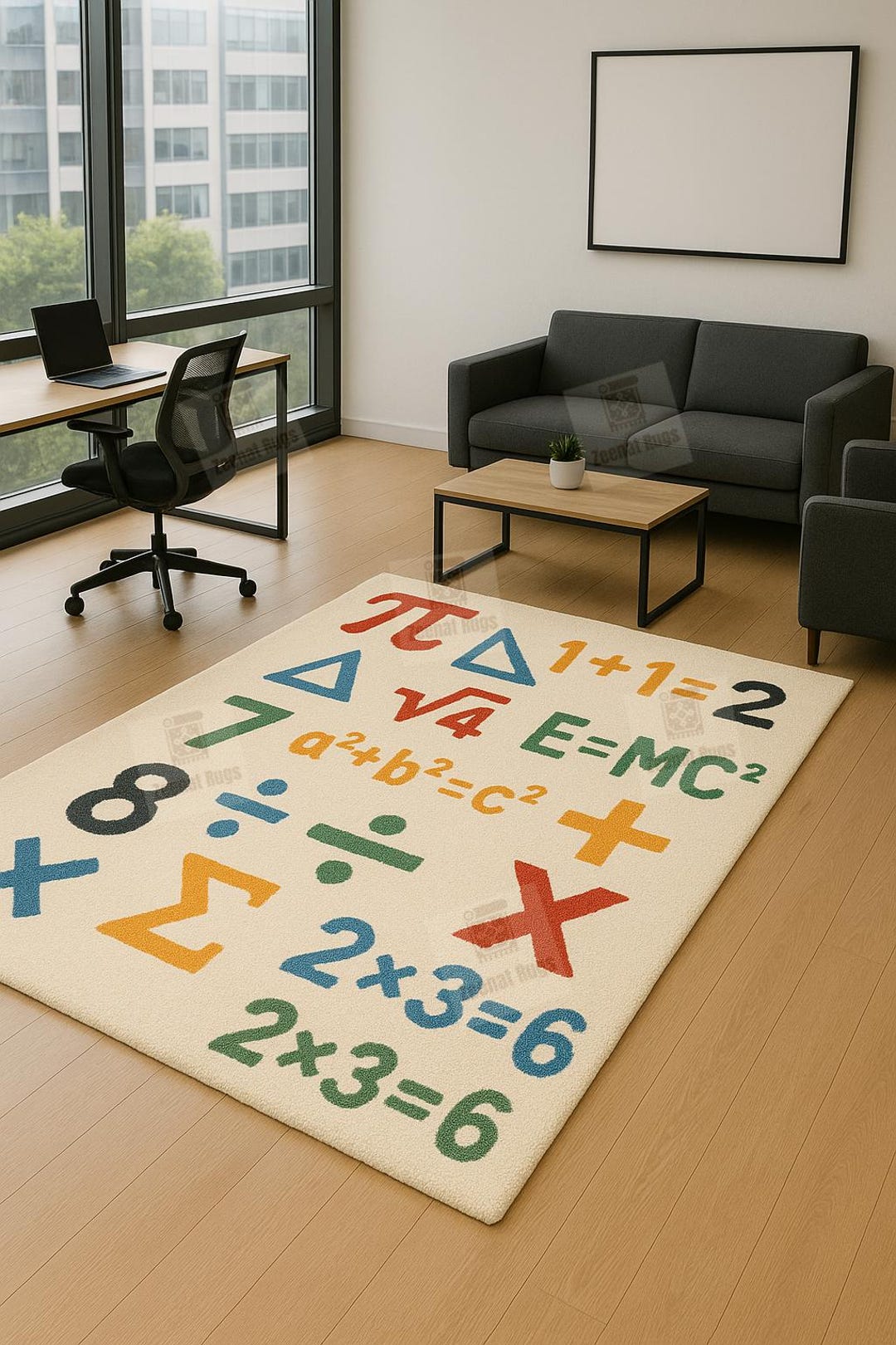 Green Rug With Math Educational Math Symbols Kids Rug – Fun & Colorful Learning Play Mat by ...