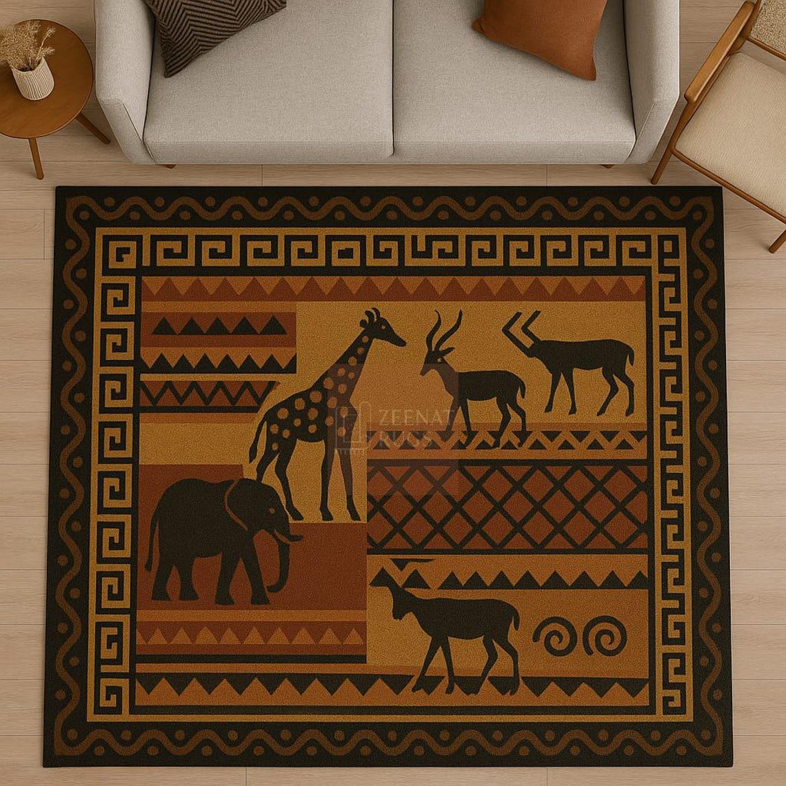 African Game Rugs Hand-tufted Safari Rug: African Wildlife Design, Tribal Boho Décor - Etsy