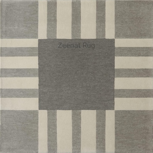 Modern Geometric Hand-Tufted Gray & Ivory Area Rug – Minimalist Contemporary Design by Zeenat Rugs