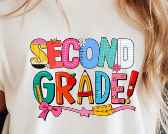 Comfort Colors, Second Grade Girl Shirt  2nd Grader Tee, Cute Back to School Shirt, Teacher Appreciation Gift, First Day of School Outfit
