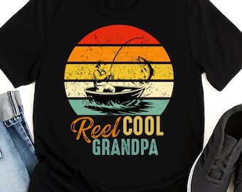 Retro Reel Cooles Opa Shirt für Männer, Opa Angeln T-Shirt, Opa Fischer, Opa Geschenk von Grandkids, Opas Angelfreund.