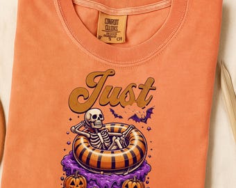 Chemise Summerween Comfort Colors®, Summer Skeleton, T-shirt d'été effrayant, Été rétro, Été girly, T-shirt Beach Vibes, Chemise squelette d'Halloween