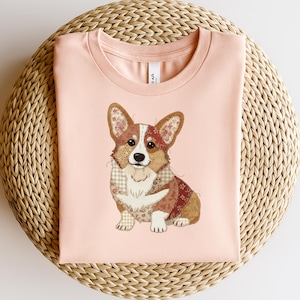 Faux Patchwork Corgi dog Shirt, Cute dog Graphic Tee, Vintage Quilt Style T Shirt, Corgi Lover Gift, Dog Mom Gift Comfort Colors Tee image 6