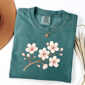 Cherry Blossom Sakura Shirt  Floral Comfort Colors Tee, Japanese Flower T-Shirt, Cute Aesthetic Gift for Girls  Women