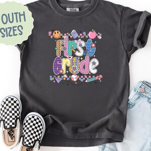 First Grade Fun Youth Tee, Kids T-Shirt, School Celebration Shirt, Back to School Outfit, Birthday Gift for 1st Graders, T-shirt Gifts