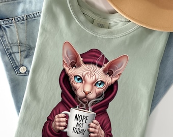 Sphynx cat Nope Not Today tee, Cat Mom T-shirt, Cute Cat Shirt, Sphynx cat shirt, Cat Shirt, Womens Funny T-shirt, Gift for Cats Lover