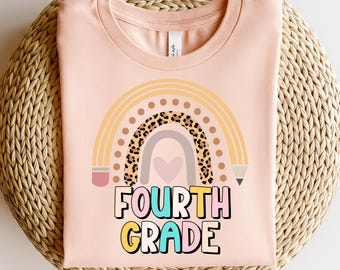 Maglietta per insegnanti di quarta elementare in colori comodi, maglietta per insegnanti per il ritorno a scuola, maglietta per il primo giorno di scuola, maglietta per la quarta elementare, regalo per insegnanti.