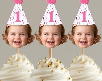 Custom Face Cupcake Toppers, Baby Face Toppers, First Birthday Decor, Personalized Birthday Decor, Party Decorations