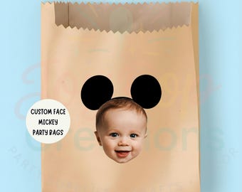 Mickey Mouse Custom Face Birthday Party Bags, Mickey Minnie Paper Goodie Bags, Disneyland Theme Birthday Decorations, Disney Party