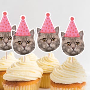 Personalized Pet Photo Topper, Custom Dog Photo Cupcake Toppers, Personalize Dog Cupcake Topper, Dog Birthday Party Topper, Puppy Party