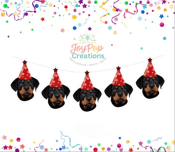 Personalized Pet Photo Garland, Dog Theme Birthday Decoration, Gift for Dog Lovers, Puppy Theme Birthday Decor