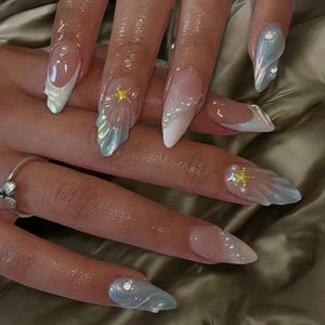 Pearl Seashell Press On Nails: Handmade Coastal Summer Luxury