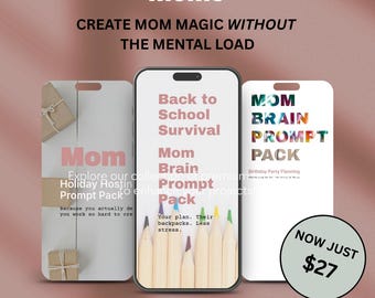 Mom Brain Survival Bundle | Back to School Planner, Birthday Planner, Holiday Hosting Guide, AI Prompt Pack, Instant Download