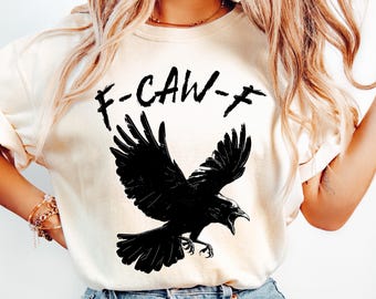 F-Caw-F Png, schwarze Krähe F-Caw-F Png, lustiger schwarzer Vogel Png, Krähe Png, Rabe Png, digitaler Download, Sofort-Download, Halloween-Shirt