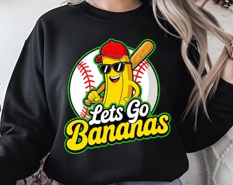 Let's Go Banana Png, Funny Banana Baseball PNG, Banana character PNG, sports humor shirt design, baseball shirt png, Funny shirt Png