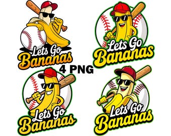 Let's Go Banana Png, Funny Banana Baseball PNG, Banana Character PNG, Sports Humor Shirt Design, Baseball Shirt Png, Baseball USA Flag Png