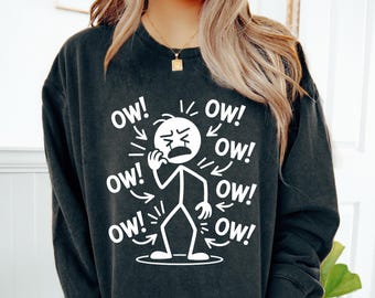 Figura de palo divertida Ow Ow Ow Ow Ow Ow Personaje Png Reacción al dolor Meme Png Figura de palo herida Archivo de corte Clipart Lesión hilarante