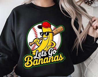 Let's Go Banana Png, Funny Banana Baseball PNG, Banana character PNG, sports humor shirt design, baseball shirt png, Funny shirt Png