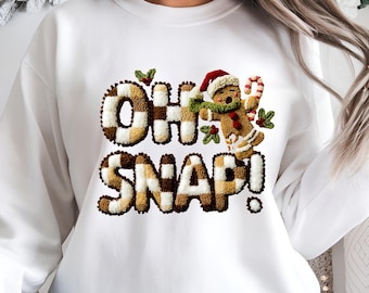 Oh Snap PNG, Funny Gingerbread Man Christmas Design, Retro Checkered Christmas PNG, Cozy Neutral Christmas PNG, Cute Cookie Png, Digital png