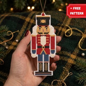 Classic Nutcracker Soldier Cross Stitch Pattern, Holiday Ornament Craft (PDF)