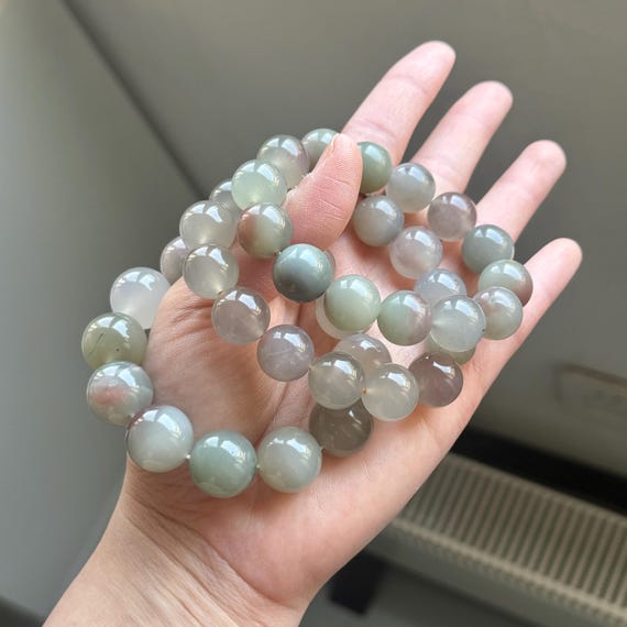 Natural Purple-Green Agate Bracelet | Qin Ziyu Gemstone Beaded Bracelet | 100% Natural Agate Jewelry | Handmade Crystal Bracelet Gift