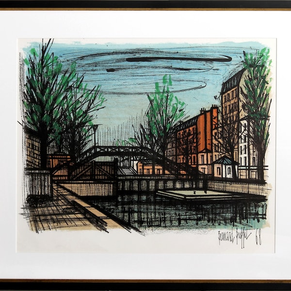 Bernard Buffet, Canal St. Martin, Lithograph, signed in the plate