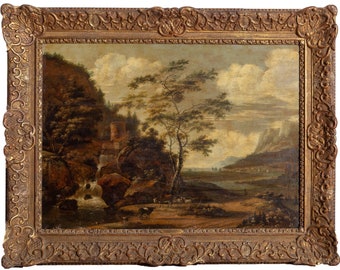 Ludolf de Jongh, Landscape with Hills, Oil on Panel, signed lower left