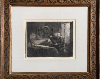 Rembrandt, Abraham Francen, Apothecary, Etching, (IX State before Modern Printing)