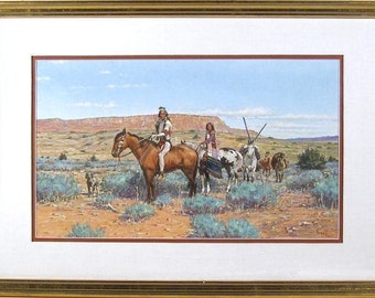 Noel Daggett, Guarded New Bride (Ute Indians 1870's), Gouache on Board, signed and dated