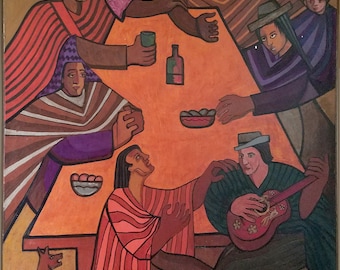 Victor Delfin, Adios Pueblo de Ayacucho, Oil on Canvas, signed l.r.