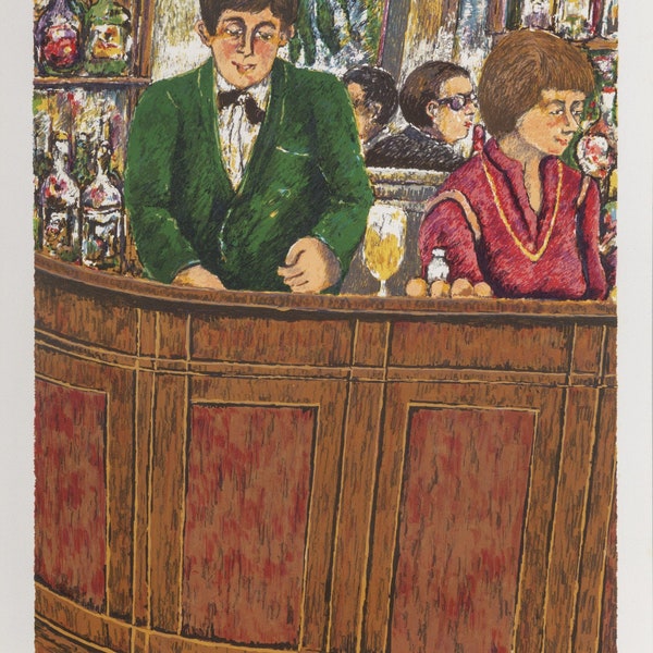 David Azuz, Bar Counter, Lithograph, signed and numbered in pencil