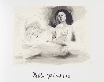 Pablo Picasso, Homme Couchee et Femme Assise, Lithograph