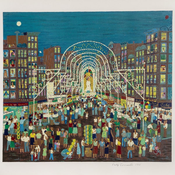 Ralph Fasanella, San Gennaro, Screenprint, signed, numbered, and dated in pencil