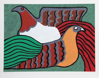 Victor Delfin, Hens, Screenprint, signed and numbered in pencil