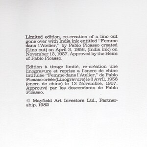 Pablo Picasso, Femme Dans L'Atelier, Lithograph on Arches Paper image 6