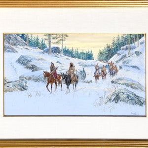 When Mountains Turn Cold (Crow Indians) Mixed Media | Noel Daggett,{{product.type}}