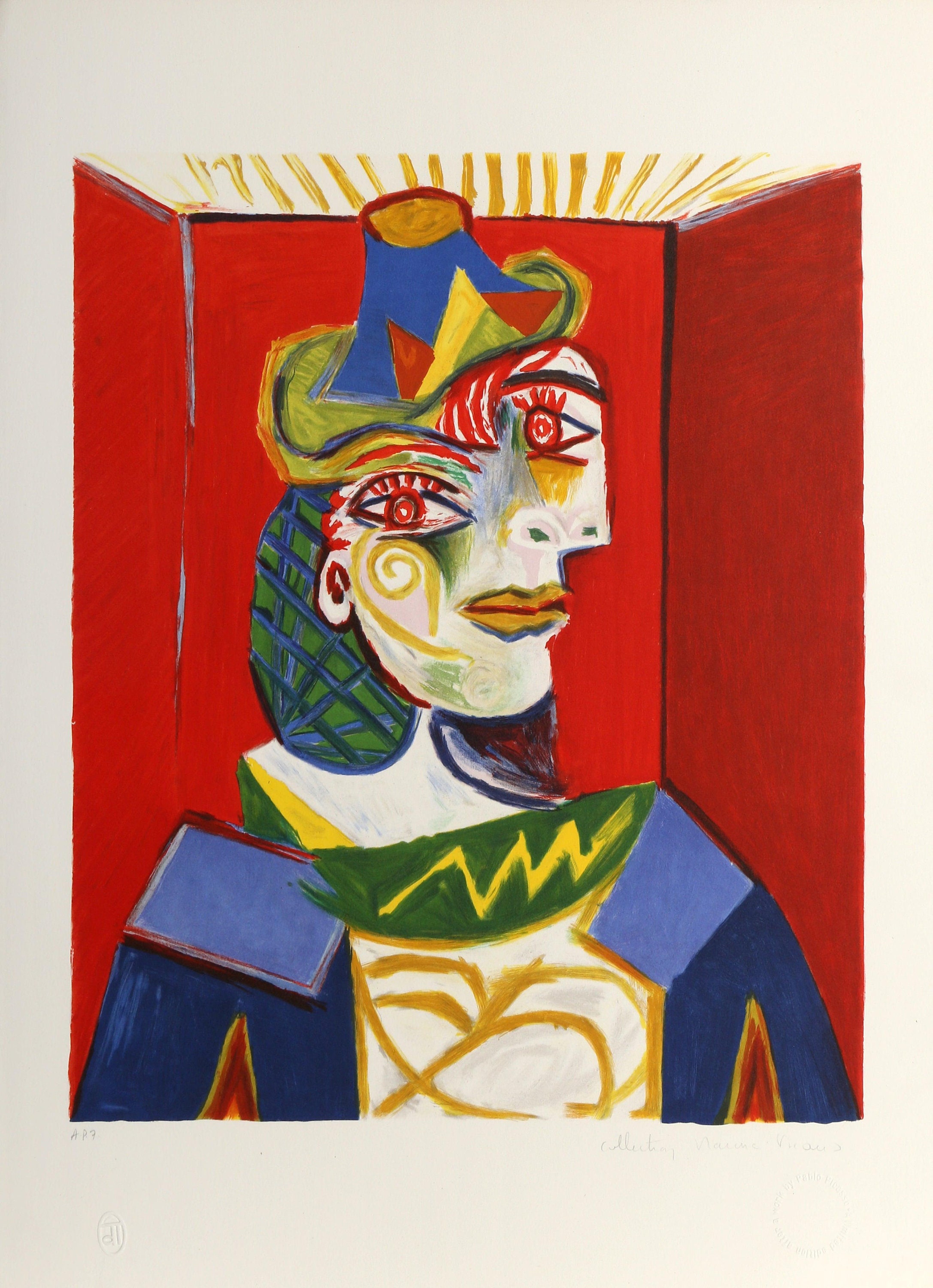 ピカソ(PICASSO)【読書をするコルセットの女】、高級画集画 くるしく