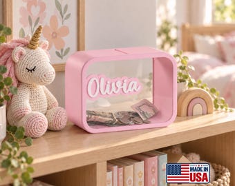 Personalized Name Piggy Bank for Kids, Custom Savings Bank and Nursery Decor