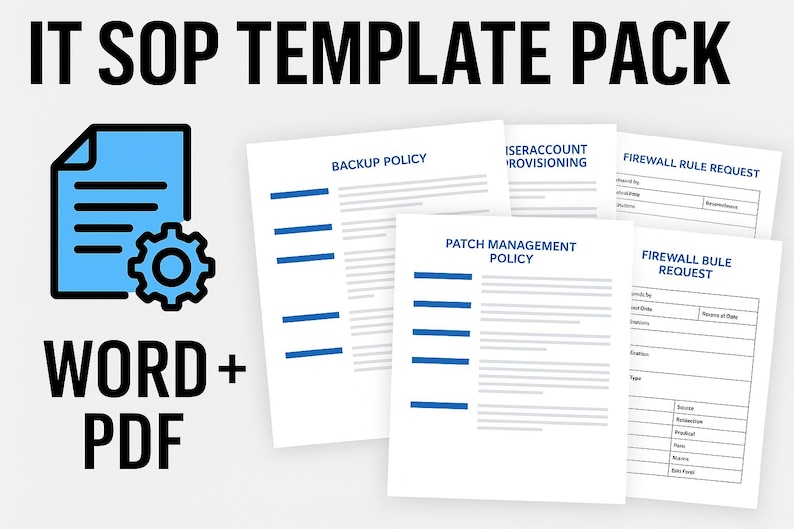 IT SOP Template Pack – Editable Word & PDF | Backup - Patch - Access ...
