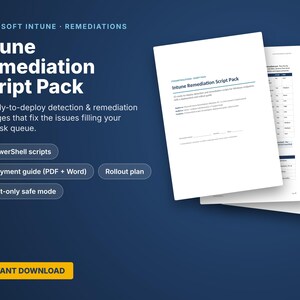 Intune Remediation Script Pack | 10 PowerShell Detection & Remediation Scripts for Windows 11 | BitLocker, Disk, Defender, SMBv1