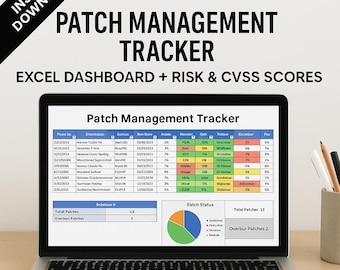 A ferramenta definitiva para controle de remendos | Painel do Excel, pontuações de risco e CVSS (Download imediato)