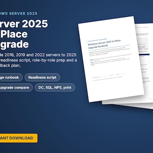 Manual de procedimientos para la actualización in situ de Windows Server 2025 / Script de PowerShell de preparación / Controlador de dominio, SQL, NPS, listas de verificación de impresión
