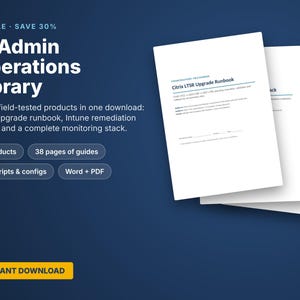 IT Admin Bundle | Citrix Upgrade Runbook + Intune PowerShell Scripts + Zabbix Graylog Grafana Monitoring Guide | Sysadmin Toolkit