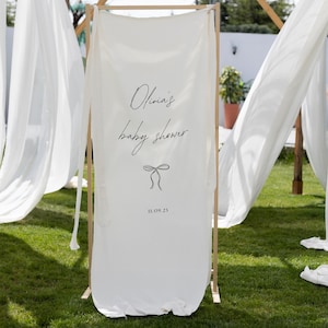 Welkomstbord voor babyshower, gepersonaliseerd stoffen babyshowerbord, bord babyshower op maat, decor babyshower op maat