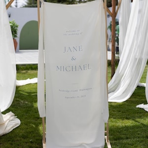 Custom Wedding Welcome Sign, Fabric Wedding Banner, Personalized Wedding Decor, Elegant Wedding Ceremony Sign