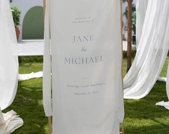 Custom Wedding Welcome Sign, Fabric Wedding Banner, Personalized Wedding Decor, Elegant Wedding Ceremony Sign