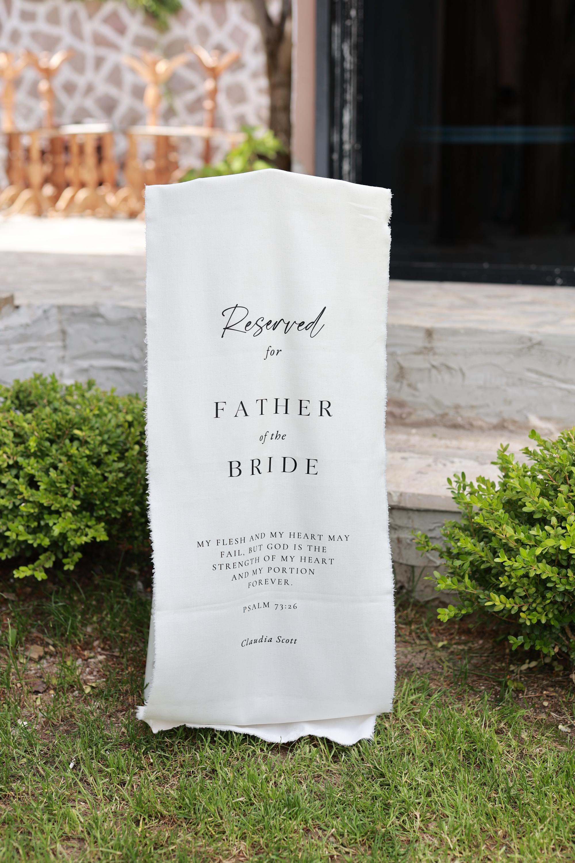 Custom Memorial Wedding Sign, Reserved Wedding Memorial Chair Sign, Personalized Fabric Sign, Wedding Chair Banner In Memory Of Loved Ones