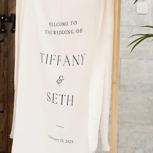 Custom Wedding Welcome Sign, Fabric Wedding Banner, Personalized Wedding Decor, Elegant Wedding Ceremony Sign
